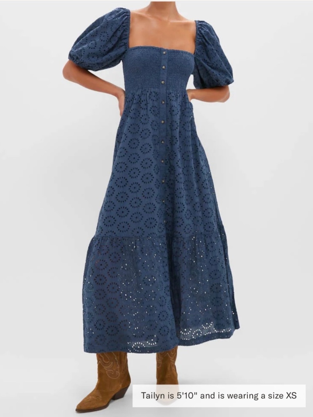 Tuckernuck Blue Indigo Eyelet Santiago 4 Maxi Dress